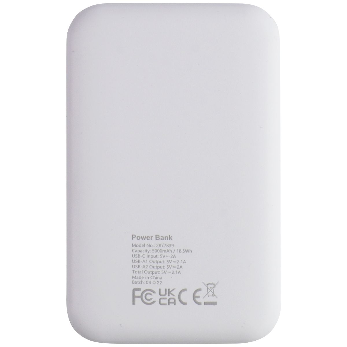 InMotion Power Bank with two USB-A ports 5000mAh (2877839) - White Cell Phone - Chargers & Cradles InMotion - Simple Cell Bulk Wholesale Pricing - USA Seller