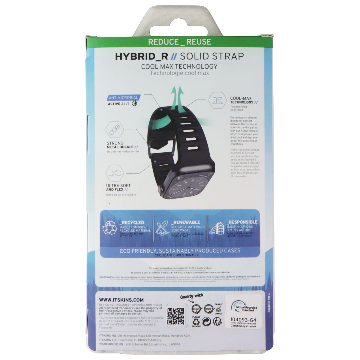 ITSKINS Hybrid R // Solid Strap for Apple Watch 8/7 (41mm) - Black