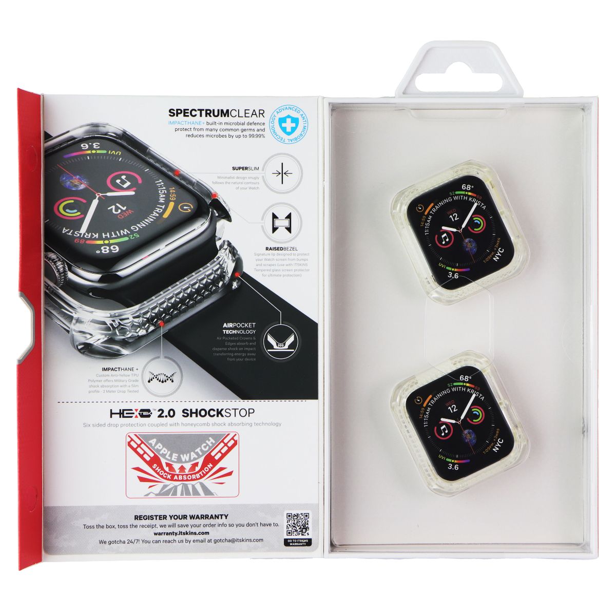 ITSKINS Spectrum Case for Apple Watch Series 4 (44mm) - Clear (2 Pack) Smart Watch Accessories - Smart Watch Cases ITSKINS - Simple Cell Bulk Wholesale Pricing - USA Seller