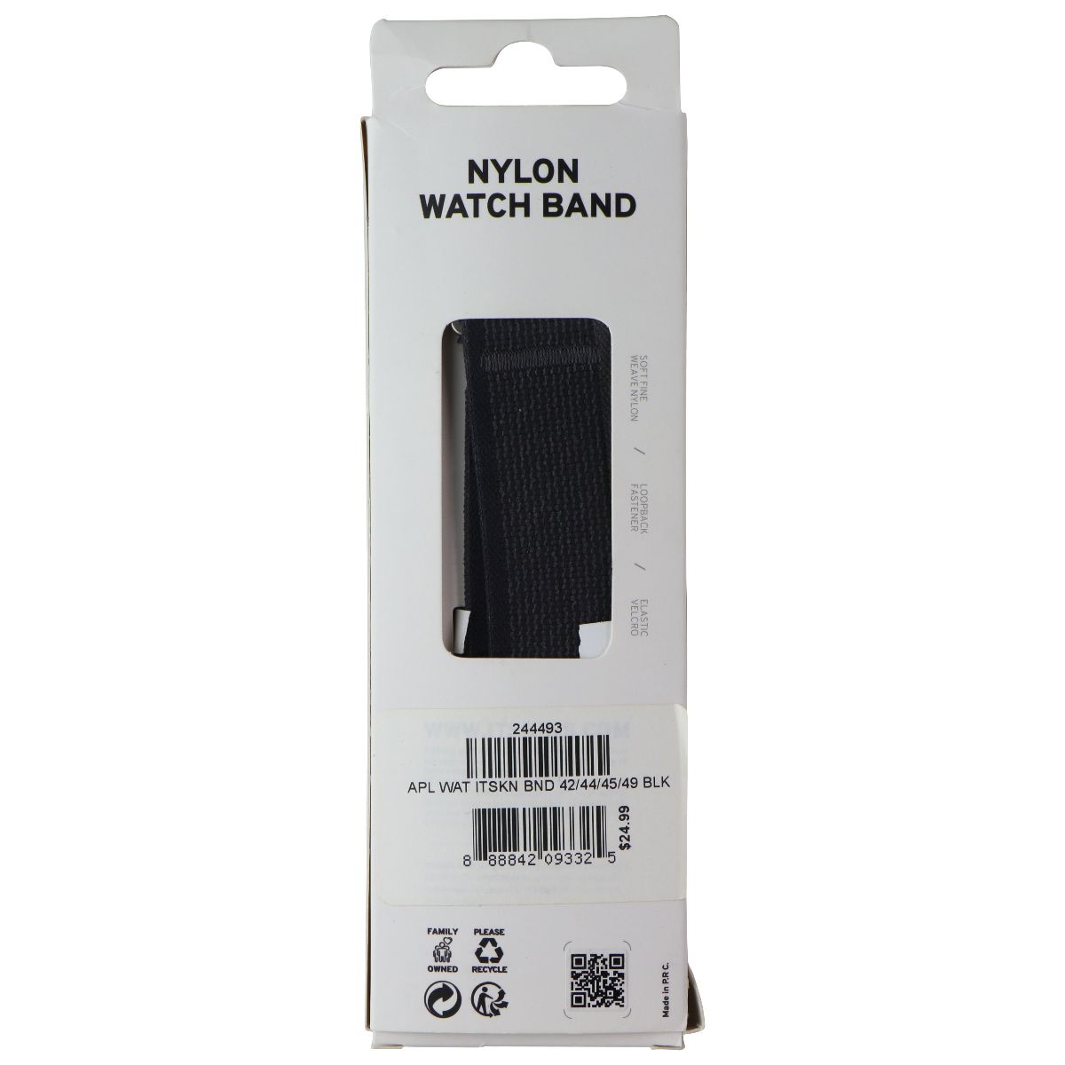 ITSKINS Nylon Watch Band for Apple Watch (Sizes 42/44/45/49mm) - Black Smart Watch Accessories - Watch Bands ITSKINS - Simple Cell Bulk Wholesale Pricing - USA Seller