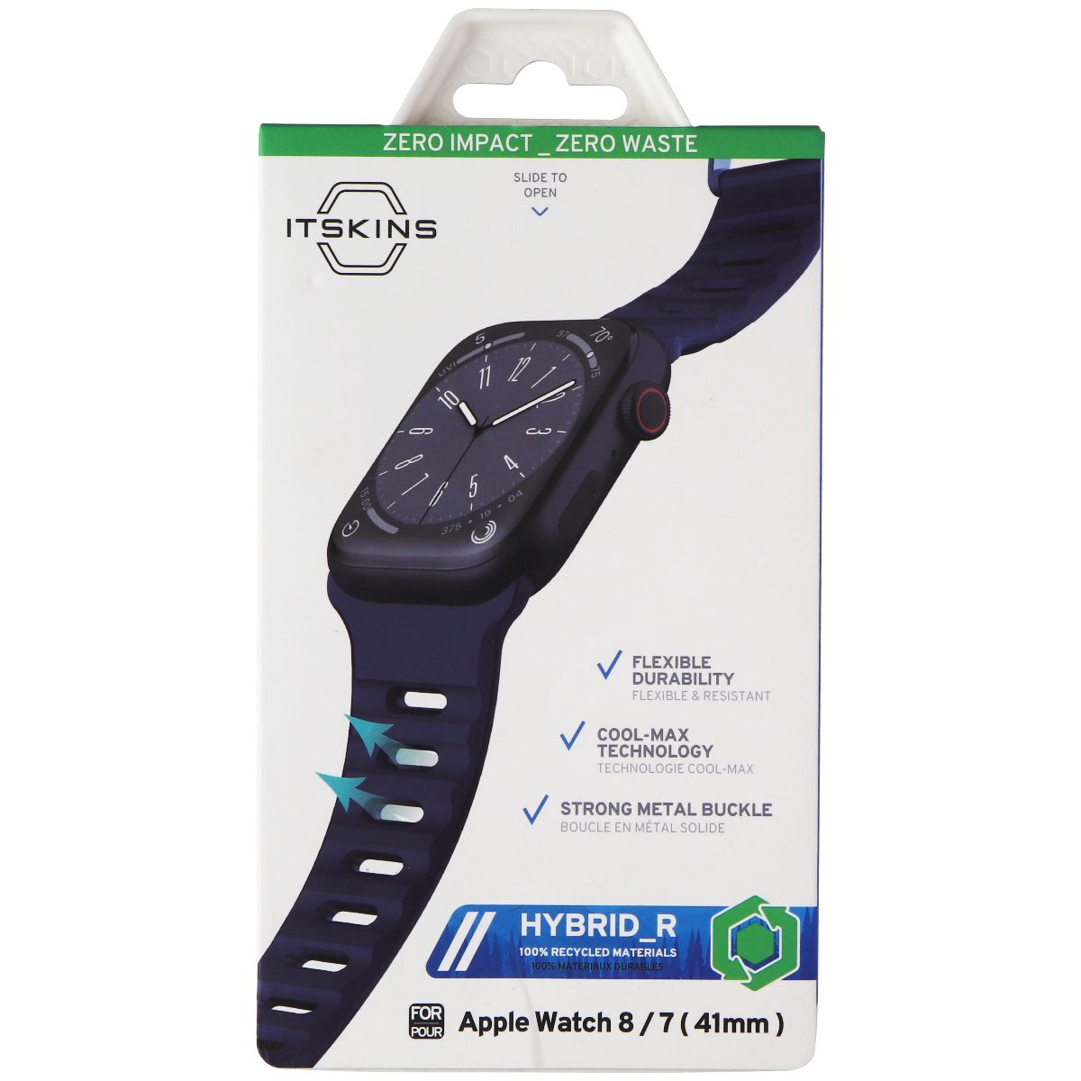 ITSKINS Hybrid_R Silicone Watch Band for Apple Watch 8 / 7 (41mm) - Navy Blue Smart Watch Accessories - Watch Bands ITSKINS - Simple Cell Bulk Wholesale Pricing - USA Seller
