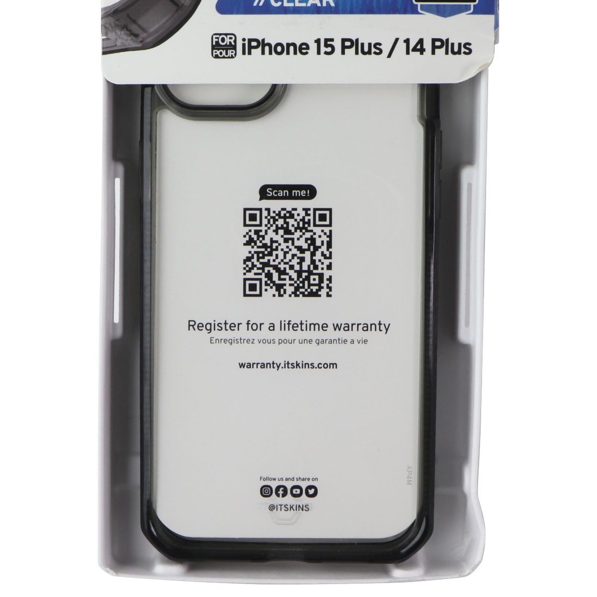 ITSKINS Hybrid_R Clear Case for Apple iPhone 15 Plus/14 Plus - Black/Transparent