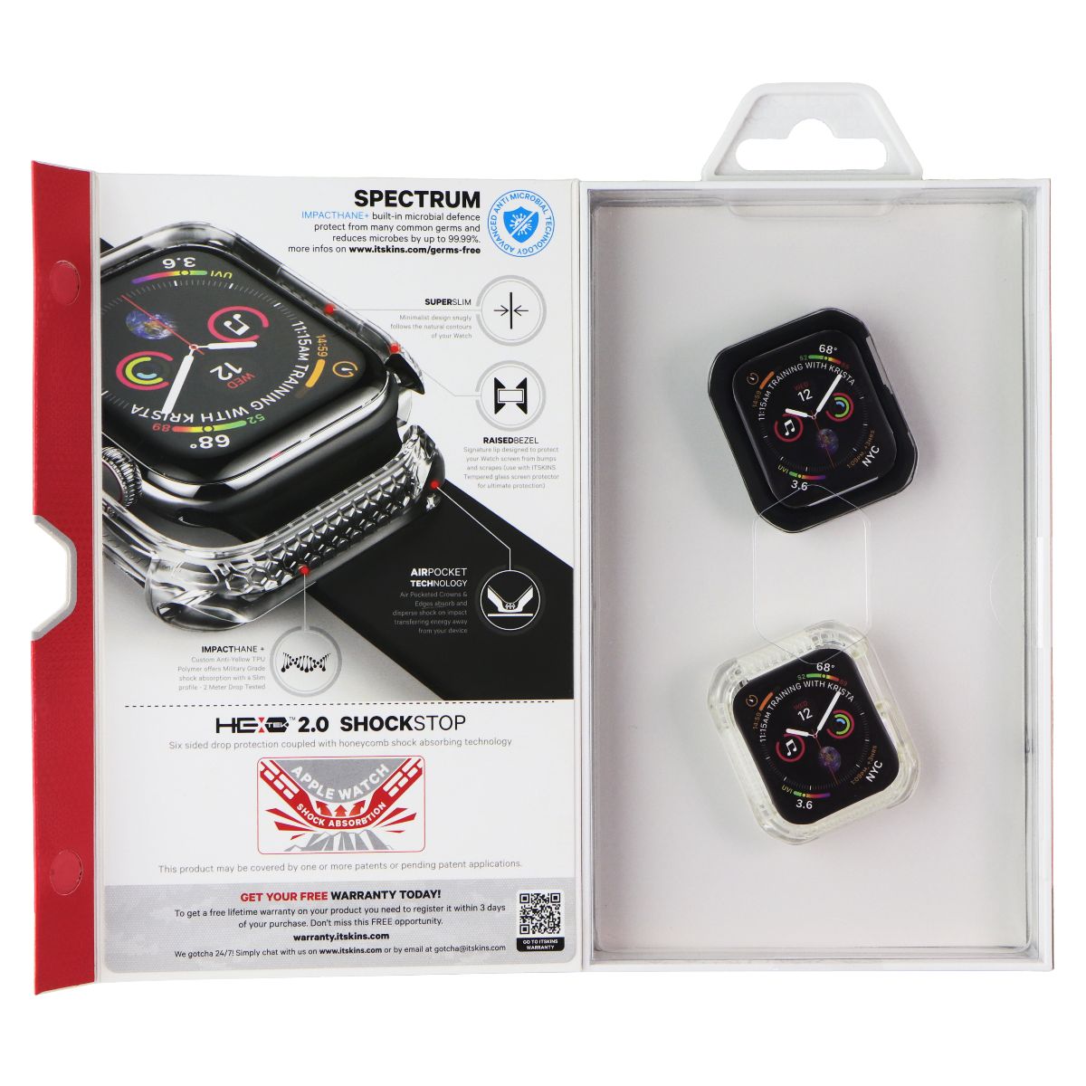 ITSKINS Spectrum Case (40mm) for Apple Watch Series 4 - Black & Clear (2 Pack) Smart Watch Accessories - Smart Watch Cases ITSKINS - Simple Cell Bulk Wholesale Pricing - USA Seller