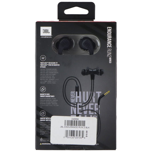 JBL Endurance Run2 Wired Headphones with Microphone - Black Portable Audio - Headphones JBL - Simple Cell Bulk Wholesale Pricing - USA Seller