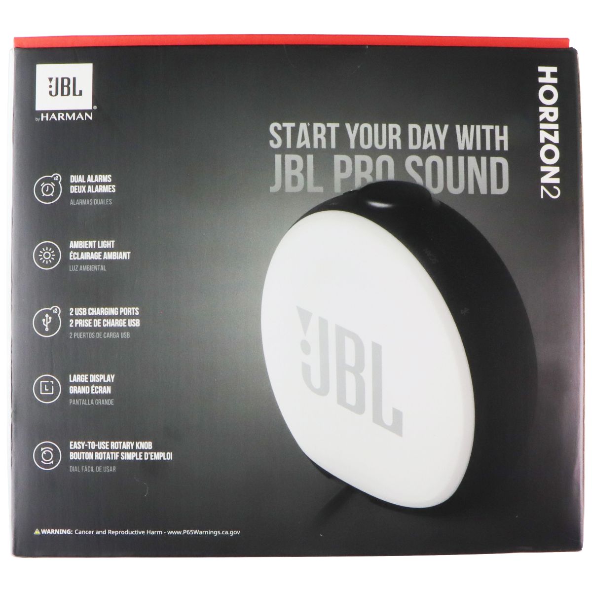 JBL Horizon 2 Bluetooth Clock Radio Speaker - Black (JBLHORIZON2BLKAM) Digital Clocks & Clock Radios JBL - Simple Cell Bulk Wholesale Pricing - USA Seller