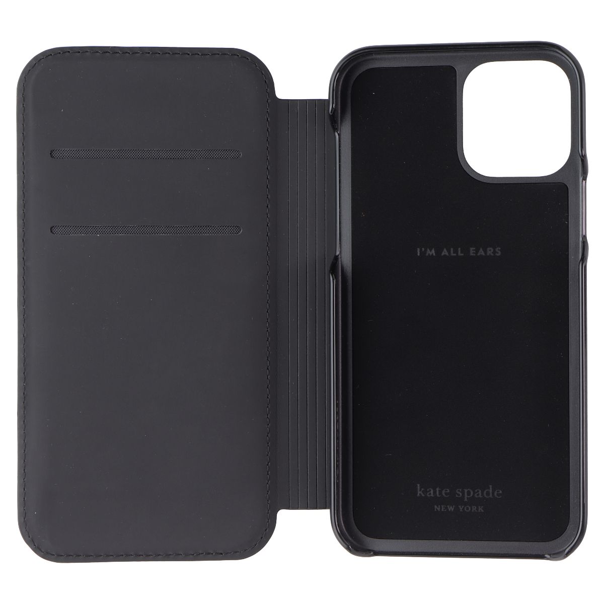Kate Spade Wrap Folio Case for Apple iPhone 12 / 12 Pro - Black Hearts & Clovers Cell Phone - Cases, Covers & Skins Kate Spade - Simple Cell Bulk Wholesale Pricing - USA Seller