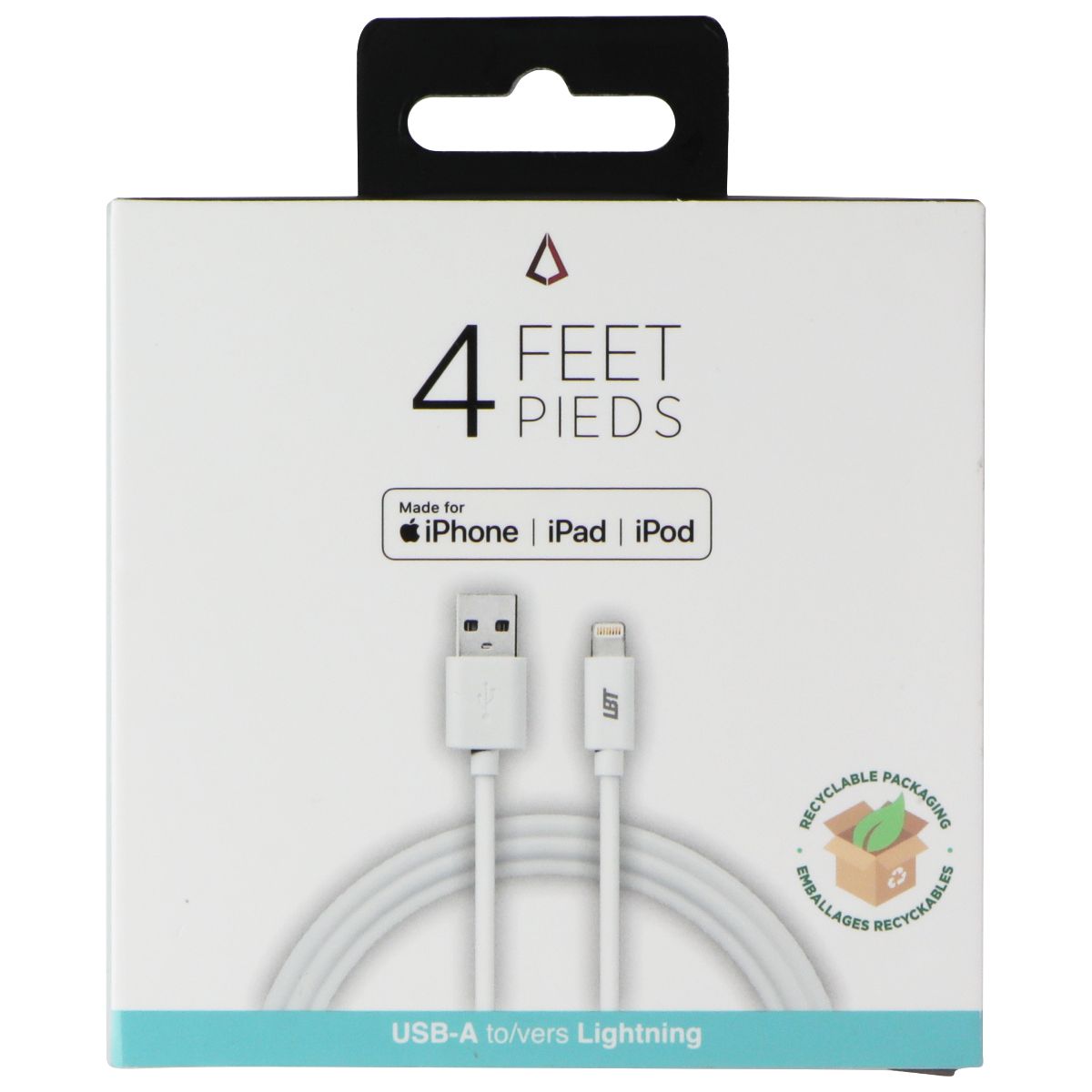 LBT 4 FT PVC USB-A to Lightning 8-Pin Cable - White Cell Phone - Cables & Adapters LBT - Simple Cell Bulk Wholesale Pricing - USA Seller
