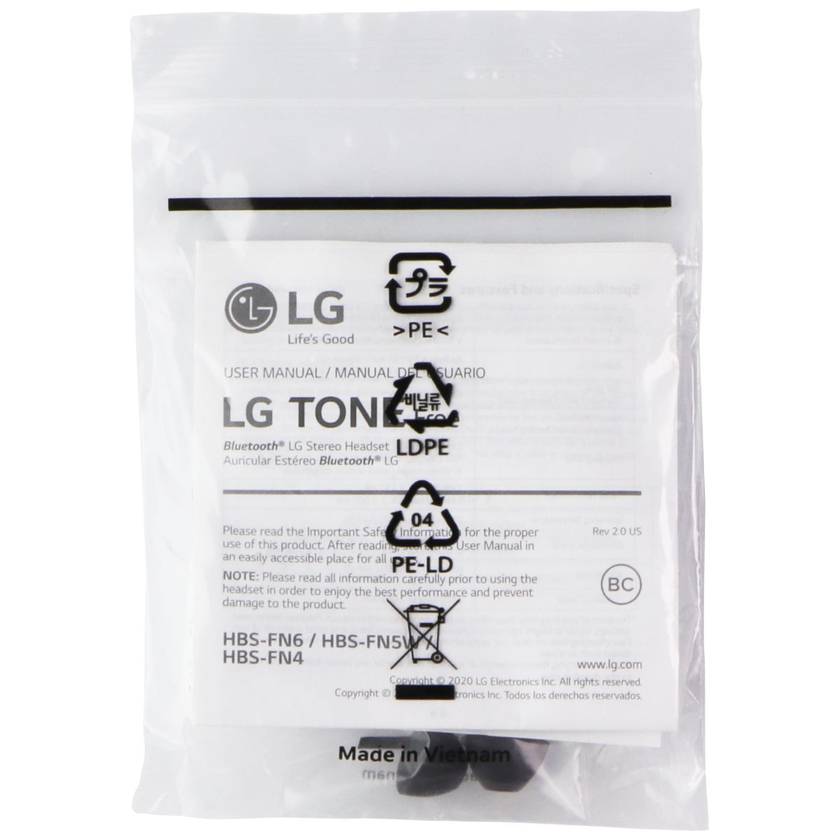 Replacement Rubber Ear Gels for LG Tone Free Headset (HBS-FN6/HBS-FN5W/HBS-FN4)