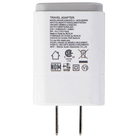 LG Travel Adapter Single 5V/0.85A USB Wall Charger (MCS-02WPE/RE) - White Cell Phone - Chargers & Cradles LG - Simple Cell Bulk Wholesale Pricing - USA Seller