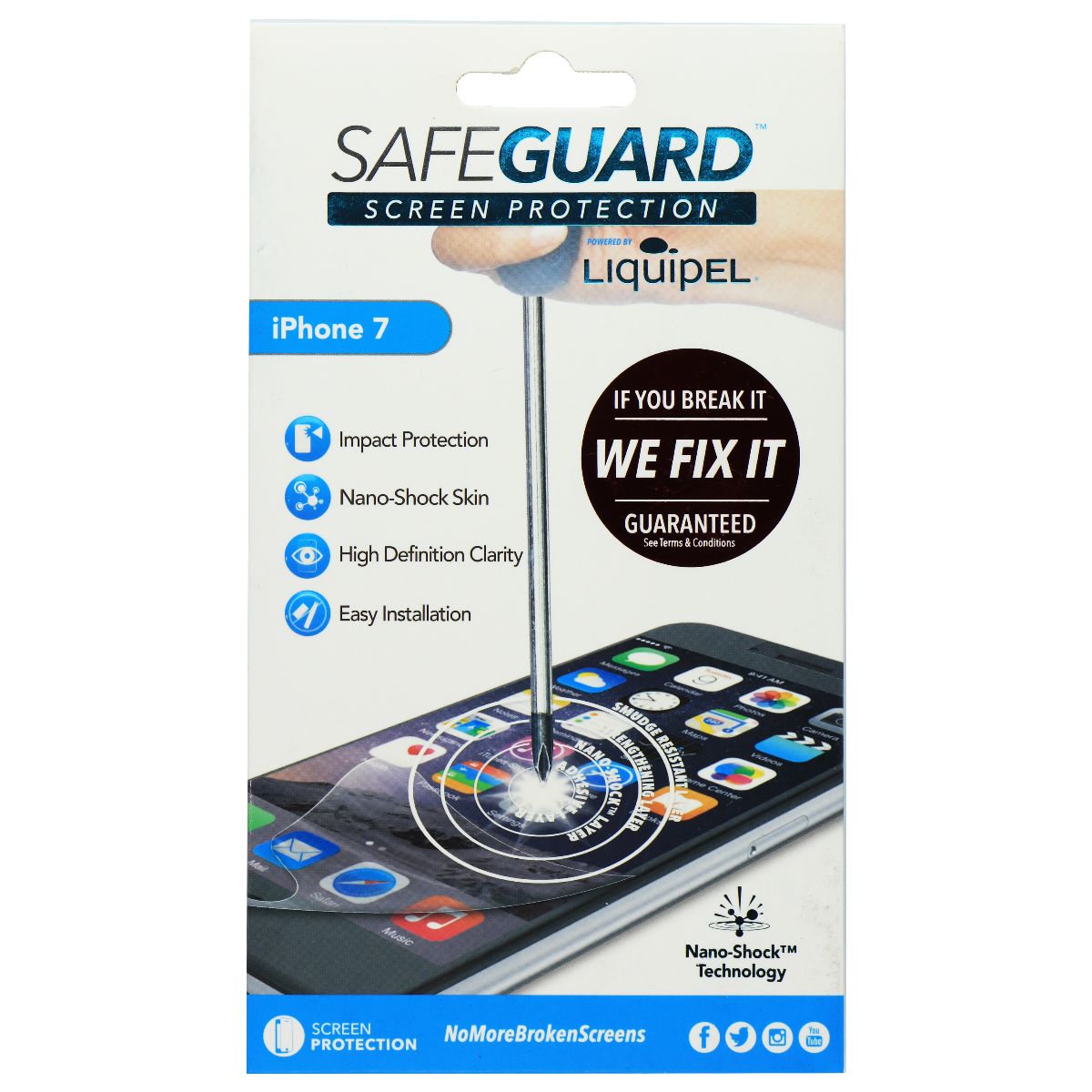 Liquipel SafeGuard Screen Protector for Apple iPhone 7 - Clear Cell Phone - Screen Protectors Liquipel - Simple Cell Bulk Wholesale Pricing - USA Seller