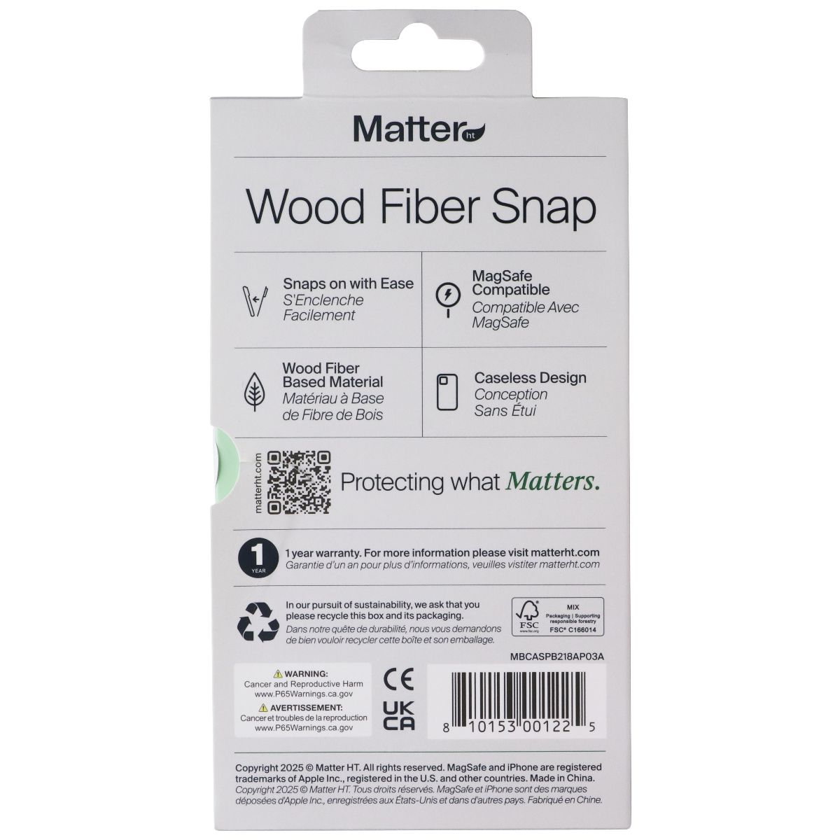 Matter Wood Fiber Snap Case for MagSafe Apple iPhone 17 Pro - Carbon Black