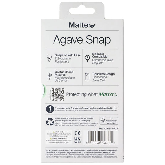 Matter Agave Snap Case for MagSafe for Apple iPhone 17 Air - Cacao Brown Cell Phone - Cases, Covers & Skins Matter - Simple Cell Bulk Wholesale Pricing - USA Seller