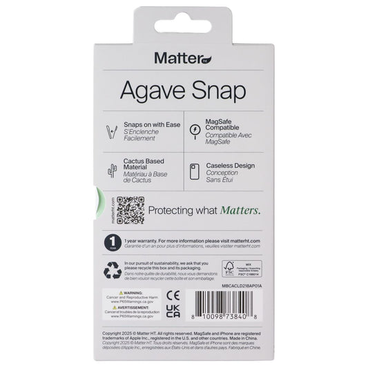 Matter Agave Snap Case for MagSafe for Apple iPhone 17 - Carbon Black Cell Phone - Cases, Covers & Skins Matter - Simple Cell Bulk Wholesale Pricing - USA Seller
