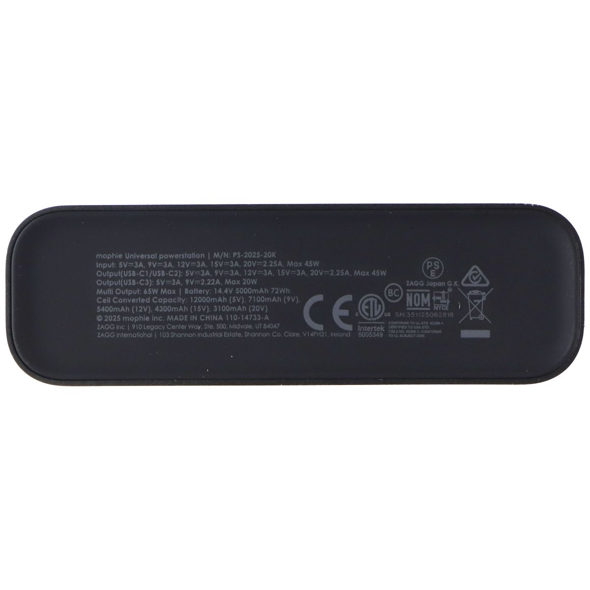 Mophie Powerstation Pro 20,000mAh Power Bank (Gen 3) - Black Cell Phone - Chargers & Cradles Mophie - Simple Cell Bulk Wholesale Pricing - USA Seller