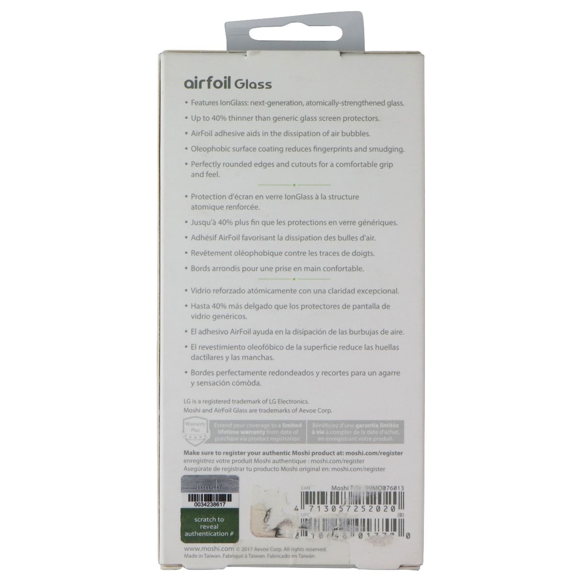 Moshi Airfoil Glass Series Screen Protector for LG G6 - Clear