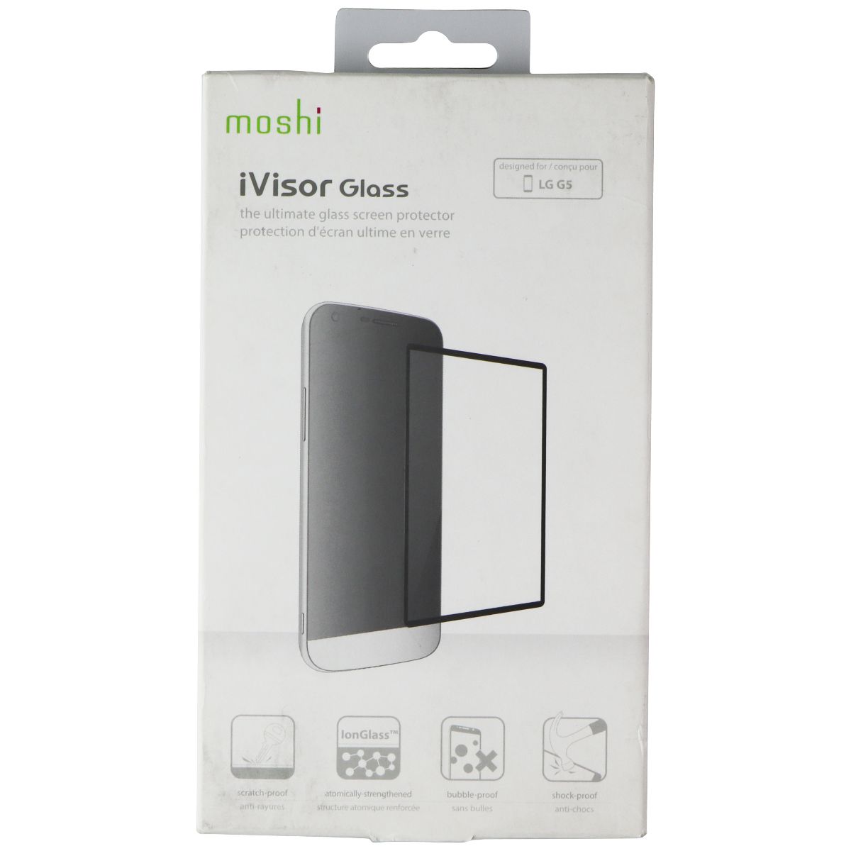Moshi iVisor Glass Screen Protector for LG G5 Cell Phone - Screen Protectors Moshi - Simple Cell Bulk Wholesale Pricing - USA Seller