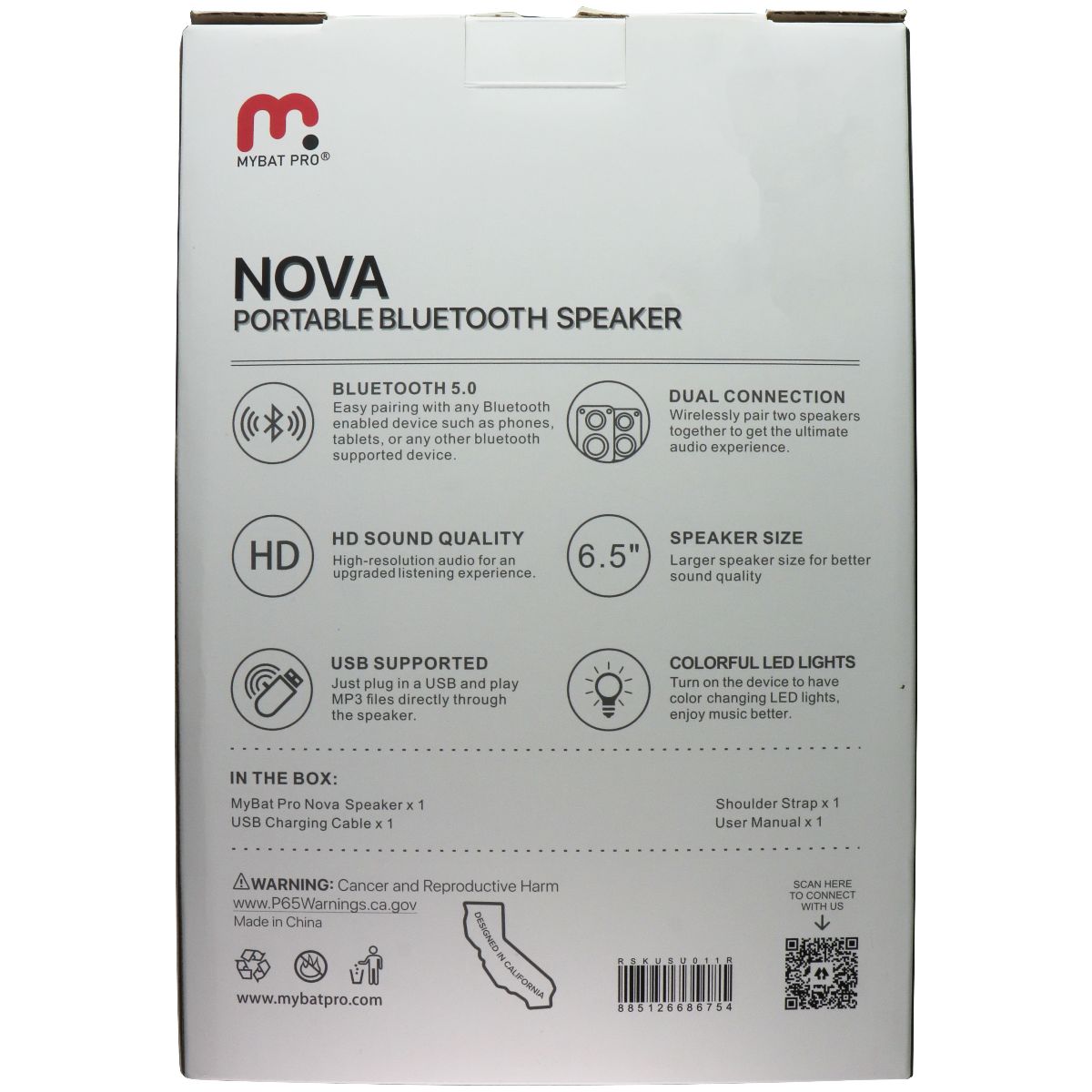MyBat Pro Nova Series Portable Bluetooth LED Speaker - Black / Red (RSKUSU011R) Cell Phone - Audio Docks & Speakers MyBat Pro - Simple Cell Bulk Wholesale Pricing - USA Seller
