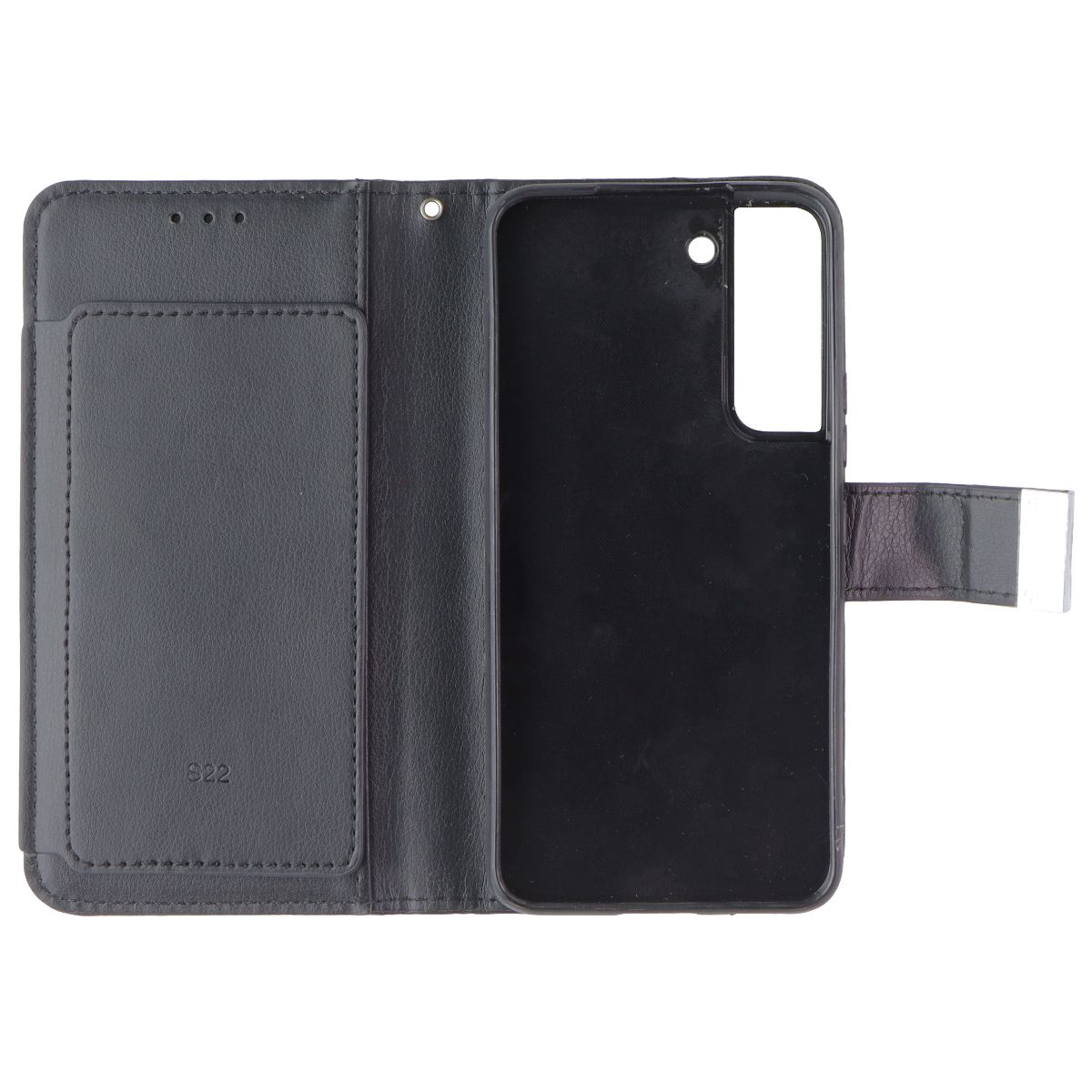 Mybat MyJacket Wallet Case for Samsung Galaxy S22 - Black Leather Cell Phone - Cases, Covers & Skins MyBat - Simple Cell Bulk Wholesale Pricing - USA Seller