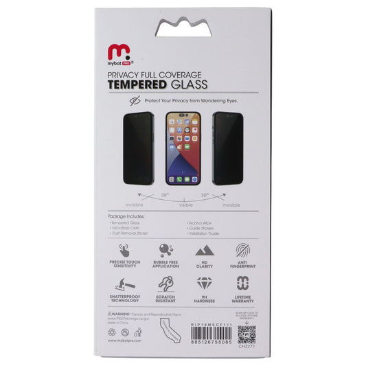 MyBat Pro Tempered Glass Full Coverage for Apple iPhone 16 Plus - Privacy Cell Phone - Screen Protectors MyBat Pro - Simple Cell Bulk Wholesale Pricing - USA Seller