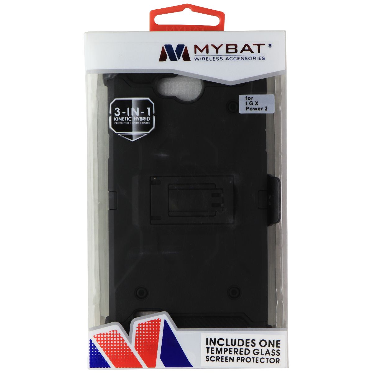 MyBat 3-in-1 Kinetic Hybrid Case w/ Tempered Glass for LG X Power 2 - Black Cell Phone - Cases, Covers & Skins MyBat - Simple Cell Bulk Wholesale Pricing - USA Seller