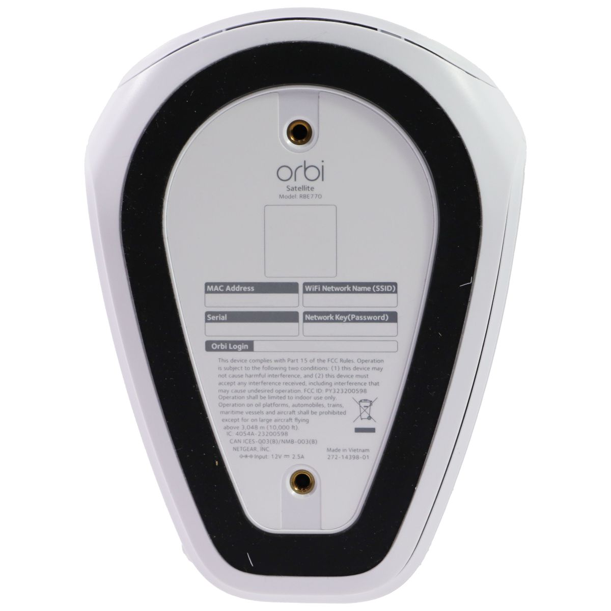 NetGear Orbi 770 Series WiFi 7 Mesh System Add-on Satellite (RBE770) - White