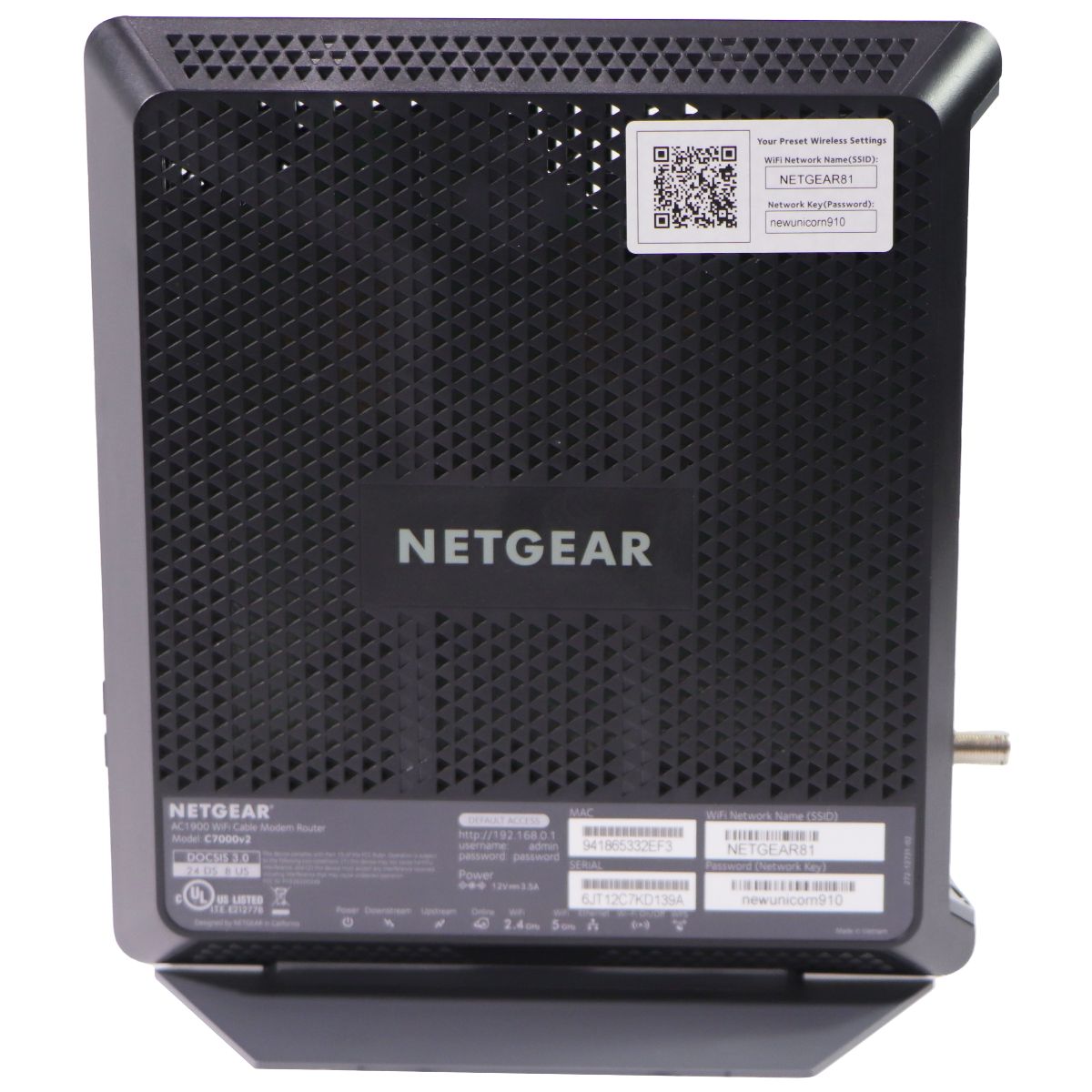 NETGEAR Nighthawk AC1900 (24x8) Wi-Fi Cable Modem Router (C7000v2) Networking - Wireless Wi-Fi Routers Netgear - Simple Cell Bulk Wholesale Pricing - USA Seller