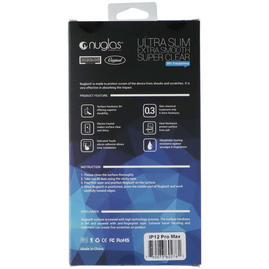 Nuglas Crystal Clear Tempered Glass for Apple iPhone 12 Pro Max - Clear Cell Phone - Screen Protectors Nuglas - Simple Cell Bulk Wholesale Pricing - USA Seller