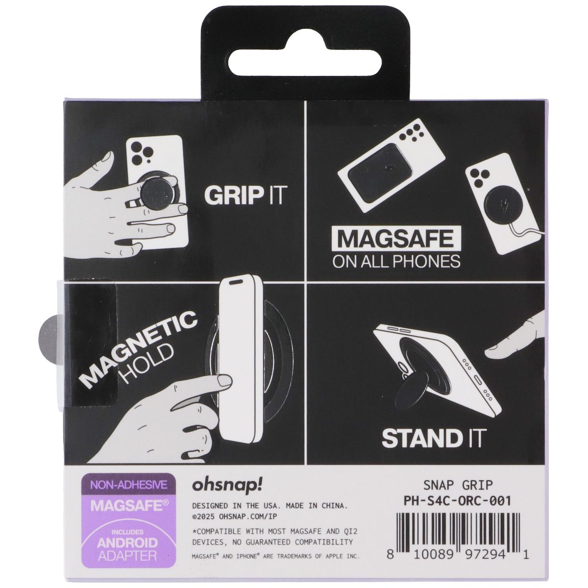 ohsnap! Snap Grip 5 Ultra Thin MagSafe Magnetic Grip & Stand - Orchid Slap