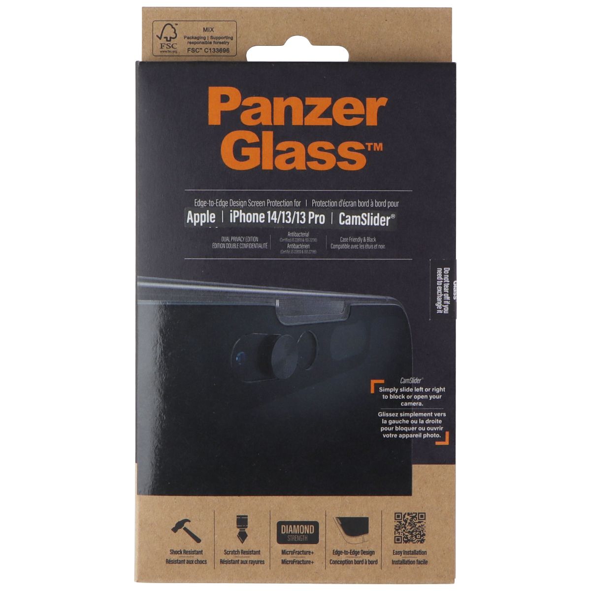 Panzer Glass Edge-To-Edge Screen Protector for iPhone 14/13/13 Pro - Privacy Cell Phone - Screen Protectors PanzerGlass - Simple Cell Bulk Wholesale Pricing - USA Seller