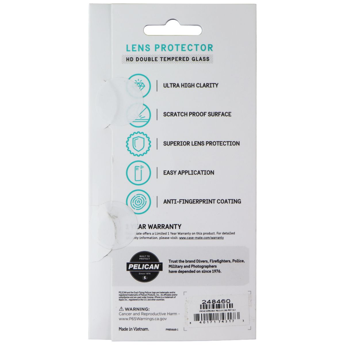 Pelican Aluminum Ring HD Lens Protectors for Apple iPhone 16 Pro Max / 16 Pro Cell Phone - Screen Protectors Pelican - Simple Cell Bulk Wholesale Pricing - USA Seller