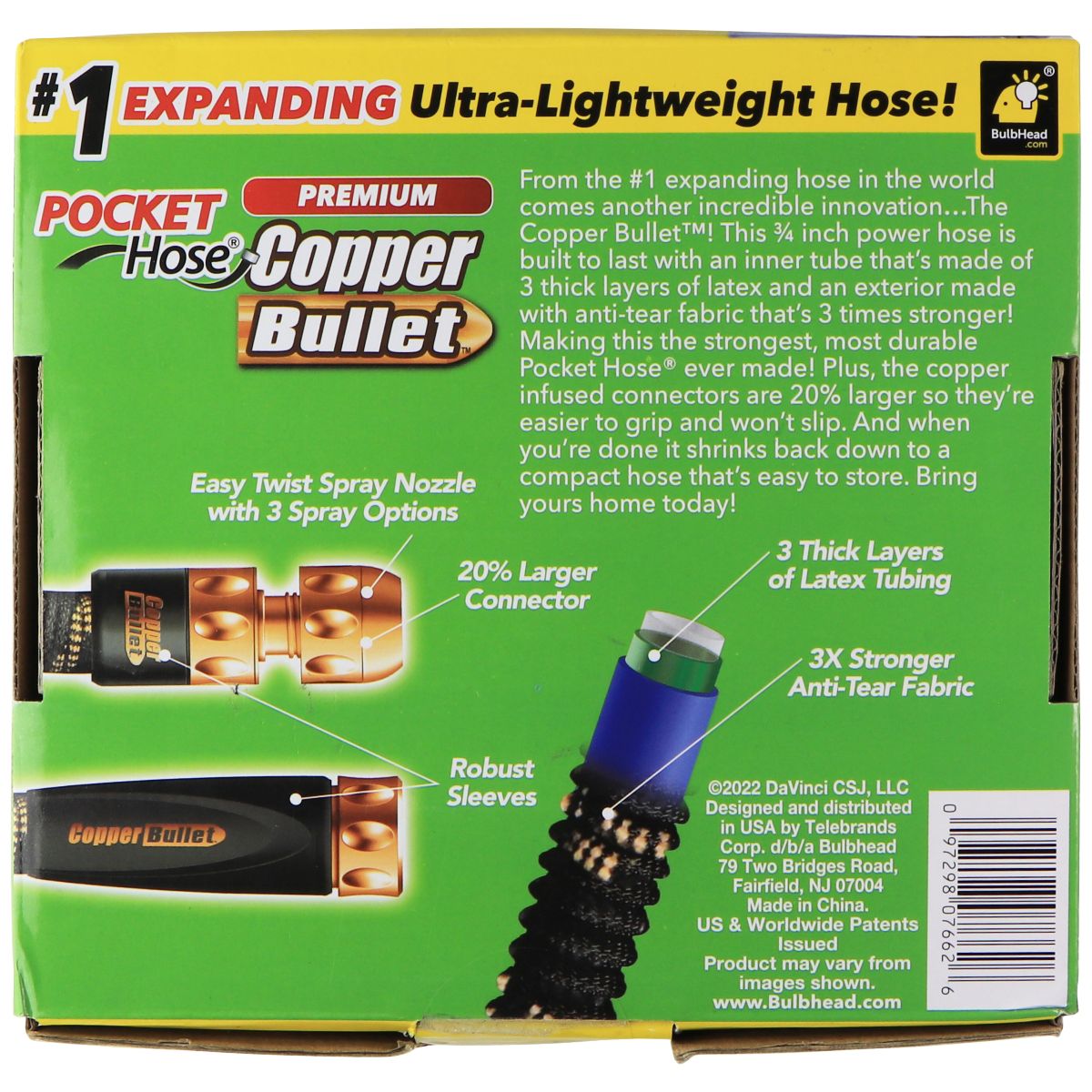 PocketHose Premium Copper Bullet Water Hose with Nozzle - 25 Ft - Copper / Black Other Sporting Goods PocketHose - Simple Cell Bulk Wholesale Pricing - USA Seller