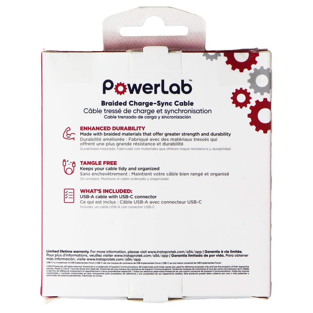 PowerLab USB-A to USB-C Braided Charge-Sync Cable 6FT White Cell Phone - Cables & Adapters PowerLab - Simple Cell Bulk Wholesale Pricing - USA Seller