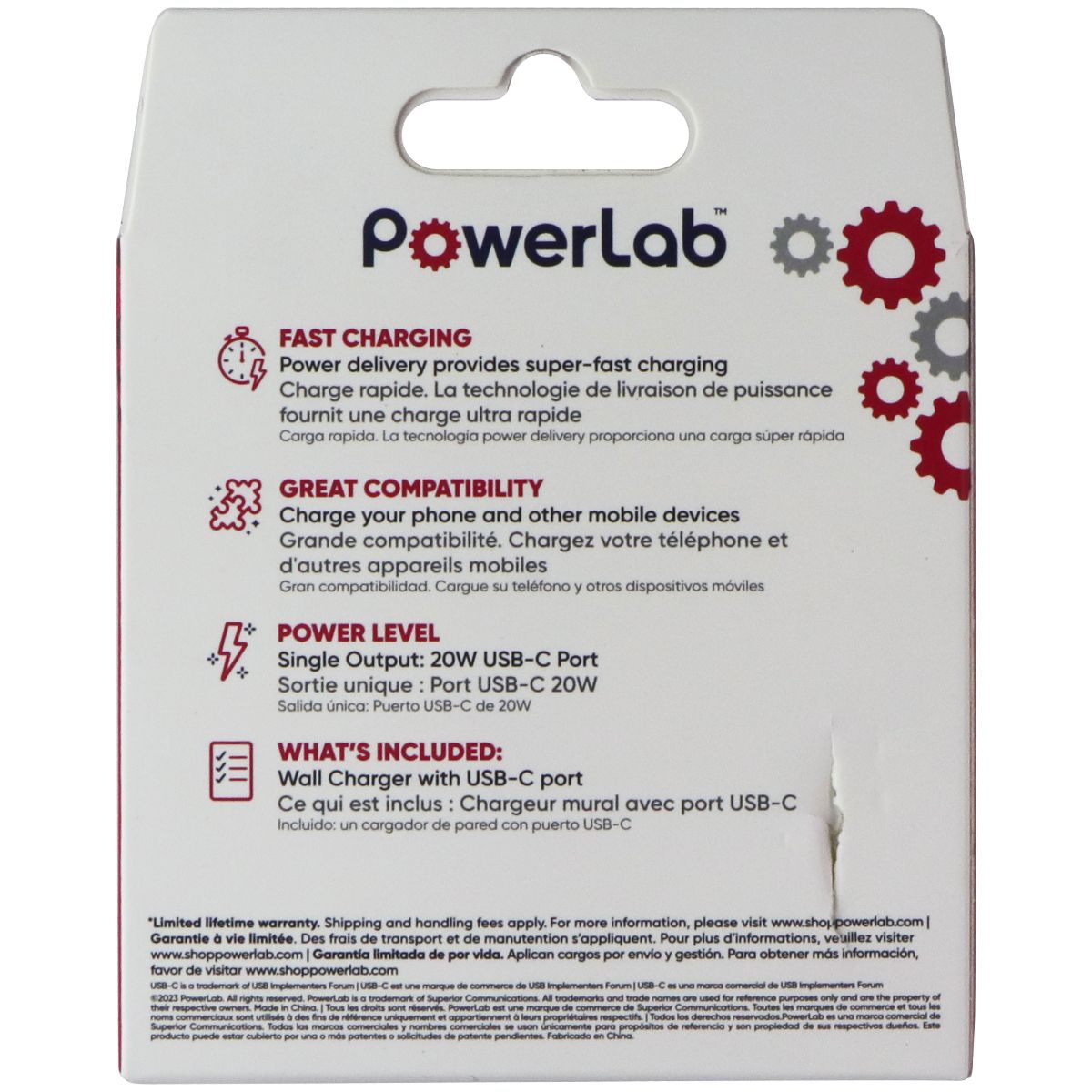 PowerLab 20W USB-C Wall Charger with Power Delivery - White Cell Phone - Chargers & Cradles PowerLab - Simple Cell Bulk Wholesale Pricing - USA Seller