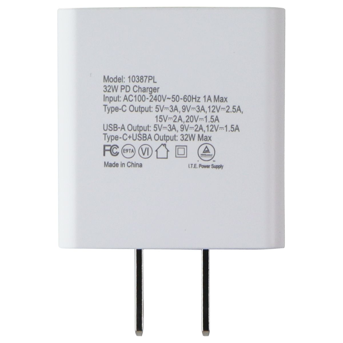 PowerLab 32W USB-C / USB-A Wall Charger with Power Delivery - White Cell Phone - Chargers & Cradles PowerLab - Simple Cell Bulk Wholesale Pricing - USA Seller