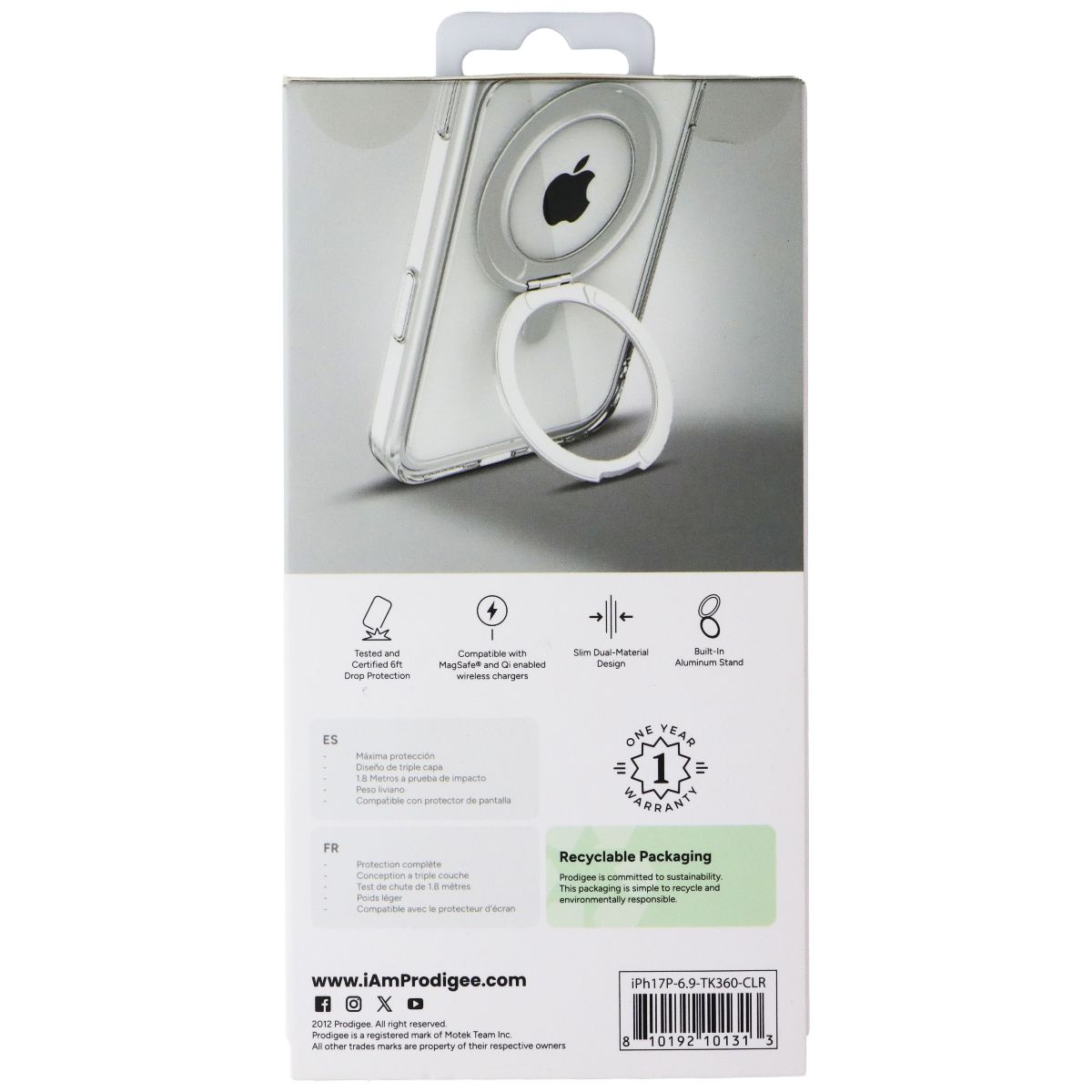 Prodigee Teek 360 Kickstand Case for MagSafe for Apple iPhone 17 Pro Max - Clear