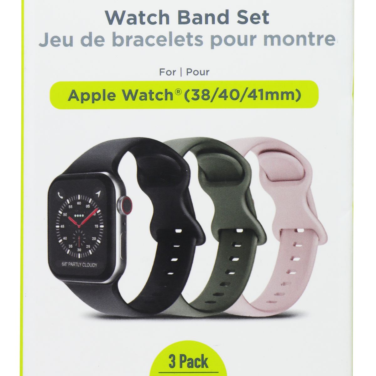 PureGear 3 Pack Silicone Watch Band Set for Apple Watch (38/40/41mm) Smart Watch Accessories - Watch Bands PureGear - Simple Cell Bulk Wholesale Pricing - USA Seller