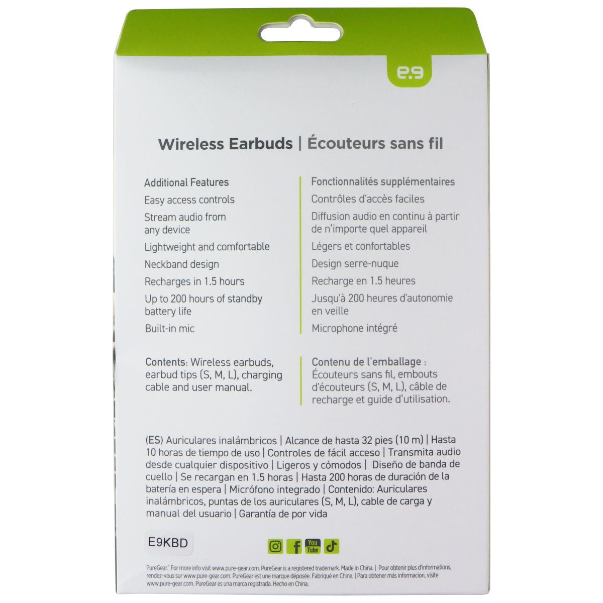 PureGear PureBoom Sport Wireless Earbuds with Built-in Mic - Black Portable Audio - Headphones PureGear - Simple Cell Bulk Wholesale Pricing - USA Seller