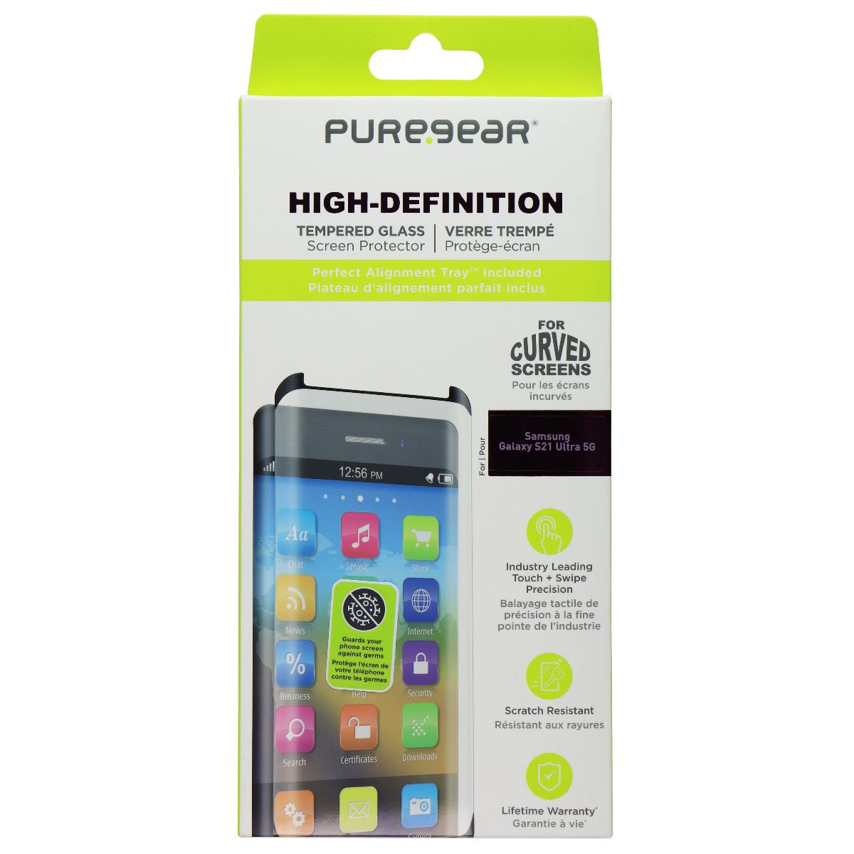 PureGear High-Definition Tempered Glass for Samsung Galaxy S21 Ultra 5G Cell Phone - Screen Protectors PureGear - Simple Cell Bulk Wholesale Pricing - USA Seller