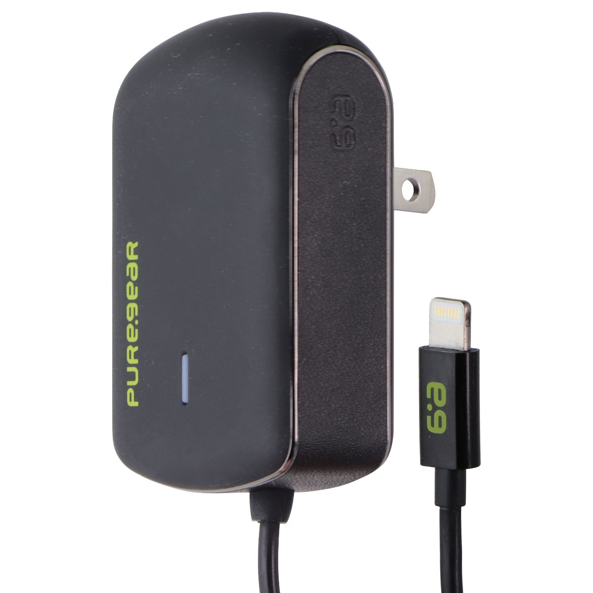 PureGear Wall Charger w/ 5-Foot Lightning 8-Pin Cable Attached - Black (00623PG) Cell Phone - Cables & Adapters PureGear - Simple Cell Bulk Wholesale Pricing - USA Seller