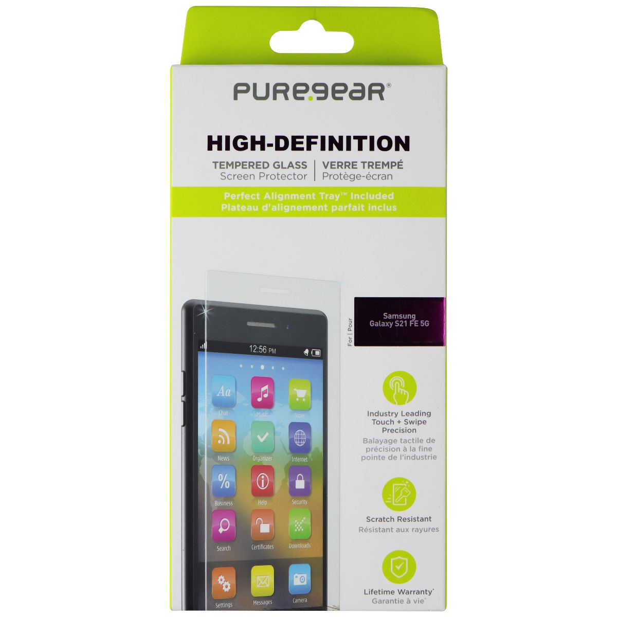 PureGear HD Tempered Glass with Tray for Samsung Galaxy S21 FE (5G) - Clear Cell Phone - Screen Protectors PureGear - Simple Cell Bulk Wholesale Pricing - USA Seller