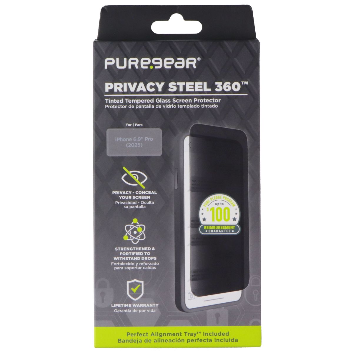 PureGear Steel 360 Glass Screen Protector for Apple iPhone 17 Pro Max - Privacy Cell Phone - Screen Protectors PureGear - Simple Cell Bulk Wholesale Pricing - USA Seller