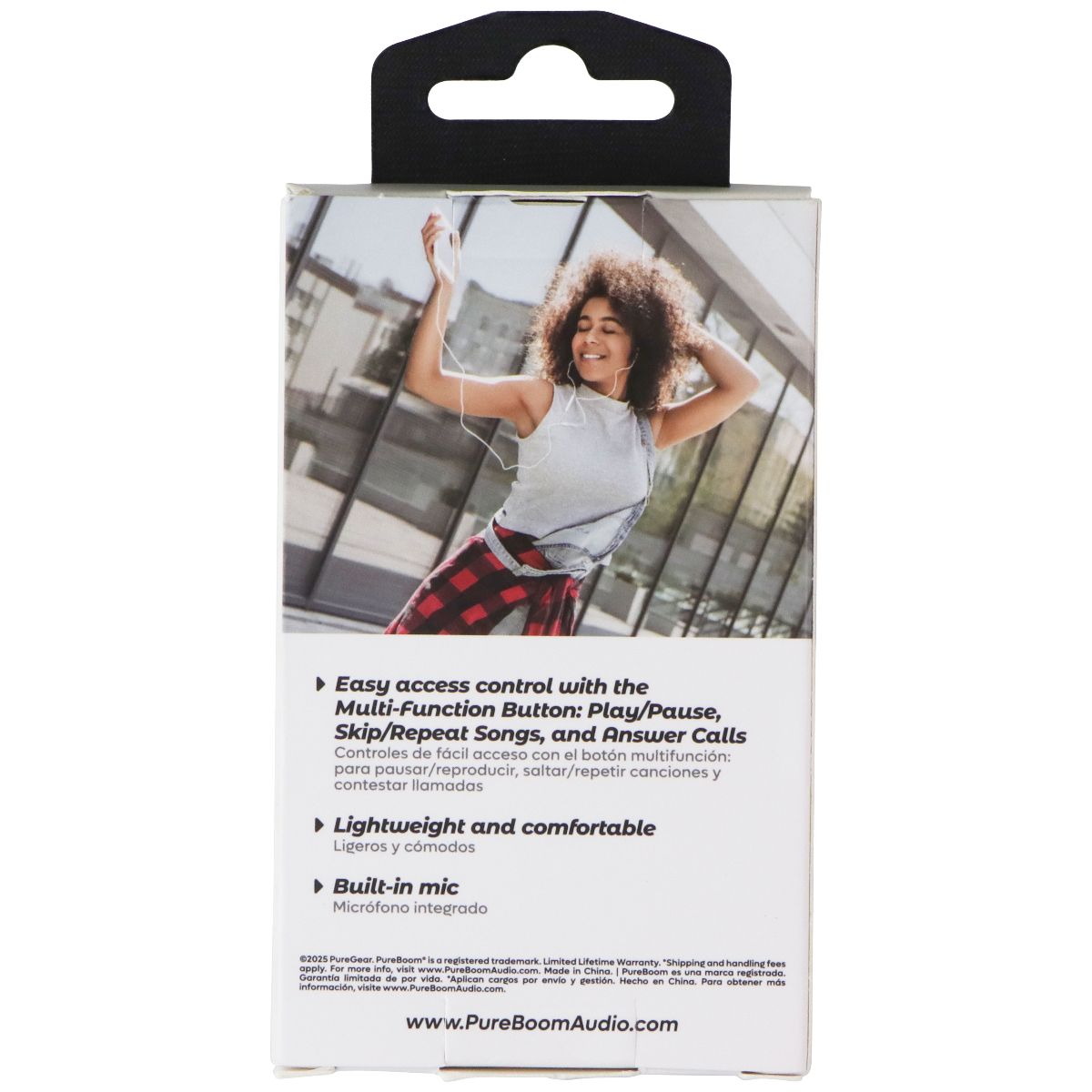 PureGear PureBoom 3.5mm Wired Lightweight Earbuds with Microphone - Black Portable Audio - Headphones PureGear - Simple Cell Bulk Wholesale Pricing - USA Seller