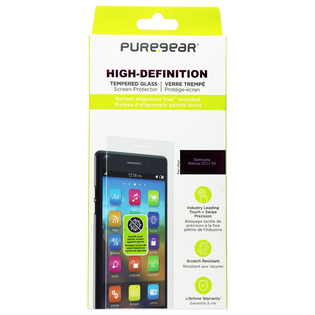 PureGear High Definition Tempered Glass for Samsung Galaxy (S21+) 5G - Clear Cell Phone - Screen Protectors PureGear - Simple Cell Bulk Wholesale Pricing - USA Seller