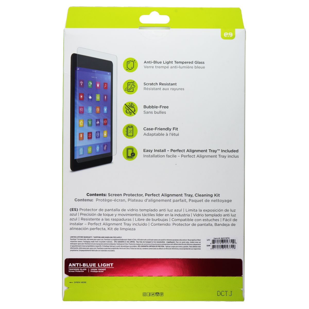 PureGear Anti-Blue Light Tempered Glass Protector for iPad A16 11th Gen/10th Gen iPad/Tablet Accessories - Screen Protectors PureGear - Simple Cell Bulk Wholesale Pricing - USA Seller