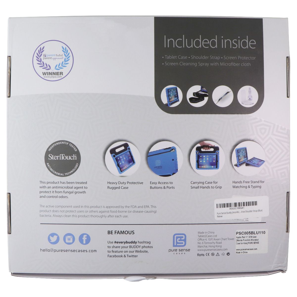 Pure Sense Buddy Tablet Case for Apple iPad 11-inch (2018) - Blue iPad/Tablet Accessories - Cases, Covers, Keyboard Folios Pure Sense - Simple Cell Bulk Wholesale Pricing - USA Seller