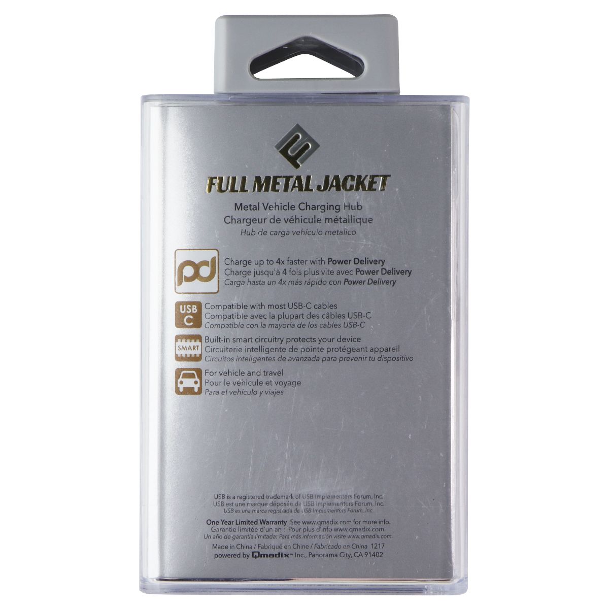 Qmadix Full Metal Jacket USB-C Power Delivery Car Charger - Silver Cell Phone - Chargers & Cradles Qmadix - Simple Cell Bulk Wholesale Pricing - USA Seller