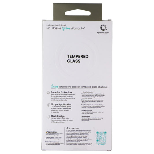 Quikcell Tempered Glass Premium Screen Protector for Samsung Galaxy A54 5G Cell Phone - Screen Protectors Quikcell - Simple Cell Bulk Wholesale Pricing - USA Seller