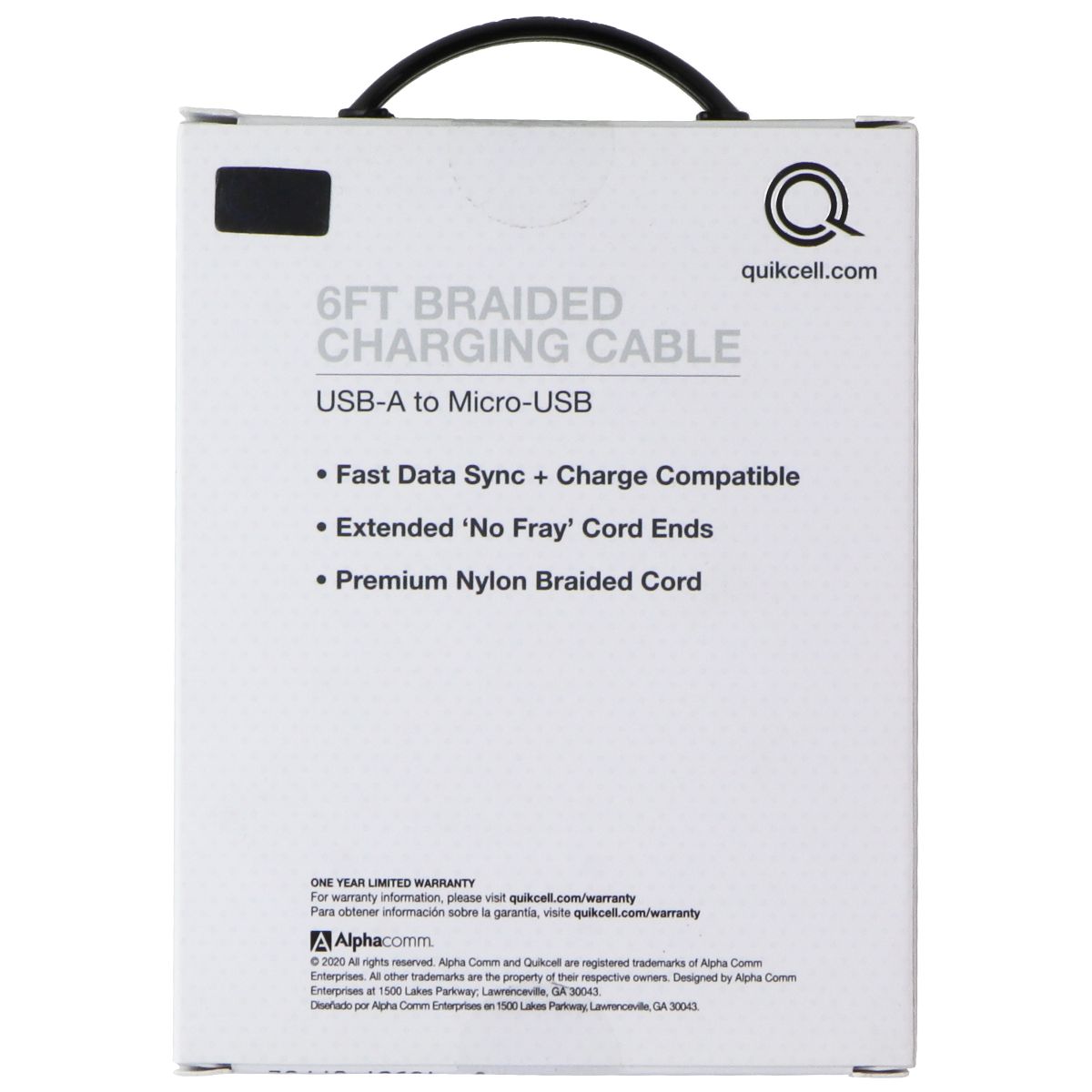 Quikcell 6ft Braided USB-A to Micro-USB Charging Cable - Black Cell Phone - Cables & Adapters Quikcell - Simple Cell Bulk Wholesale Pricing - USA Seller