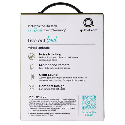 Quikcell QMIX 100 Series Wired 3.5mm Earbuds - Black Portable Audio - Headphones Quikcell - Simple Cell Bulk Wholesale Pricing - USA Seller