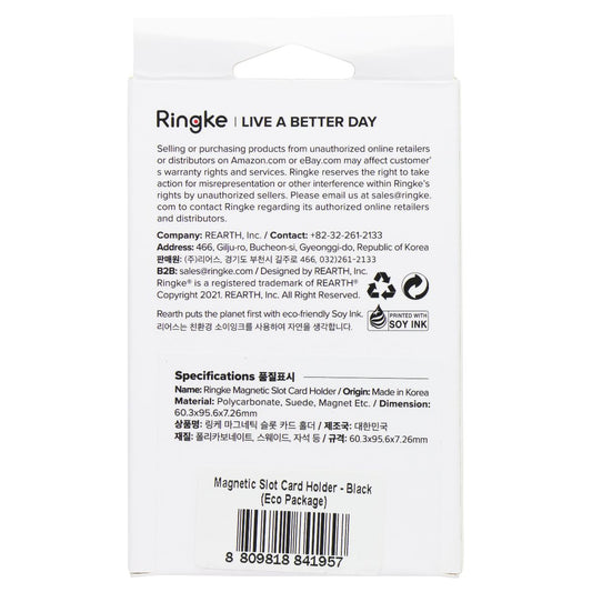 Ringke Magnetic Slot Card Holder for MagSafe Devices - Black Cell Phone - Other Accessories Ringke - Simple Cell Bulk Wholesale Pricing - USA Seller